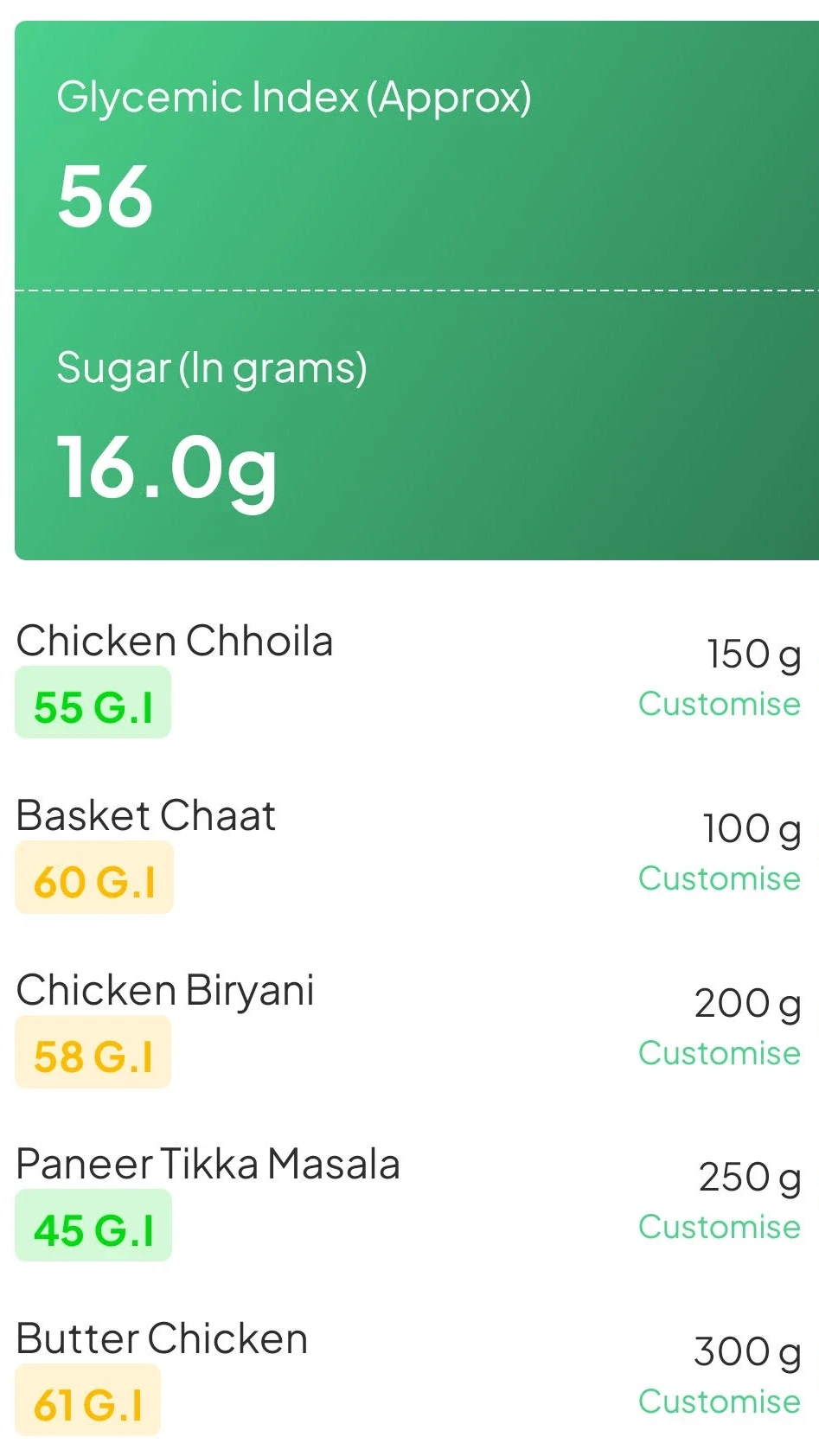 Lower6 app showing menu analysis results